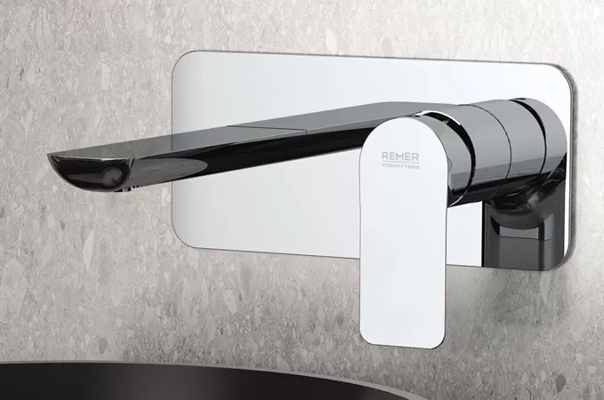 Смеситель для раковины настенный скрытого монтажа излив 18см (скрытая часть в комплекте) infinity cr хром remer