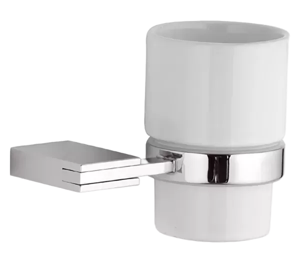 Стакан с держателем настенный керамика flat cr хром remer
