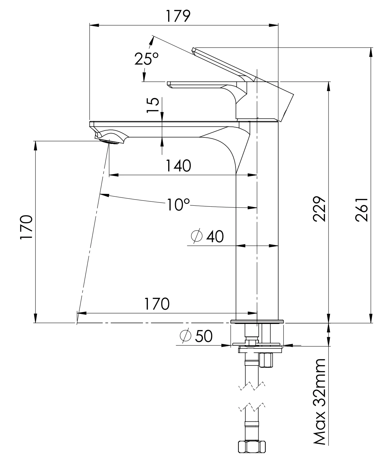 Смеситель для раковины REMER Energy EY10ACC, хром (CR)