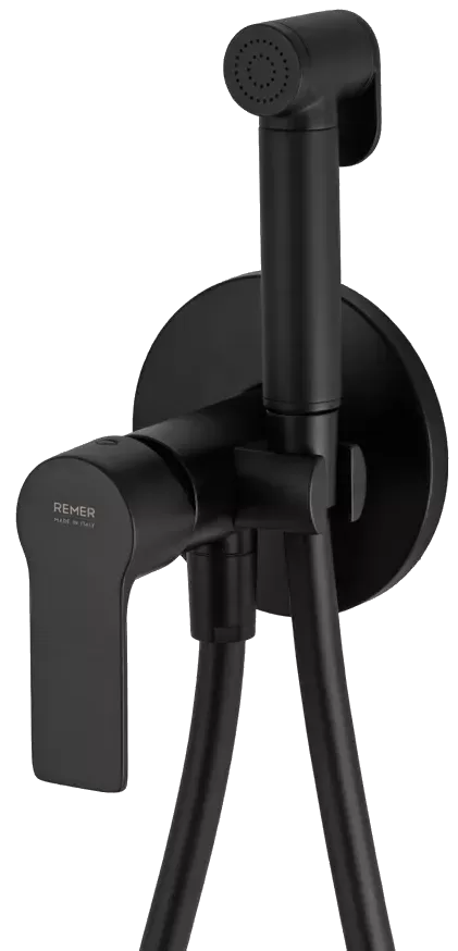 Гигиенический душ со смесителем скрытого монтажа (душевой шланг и скрытая часть в комплекте) energy no черный матовый remer