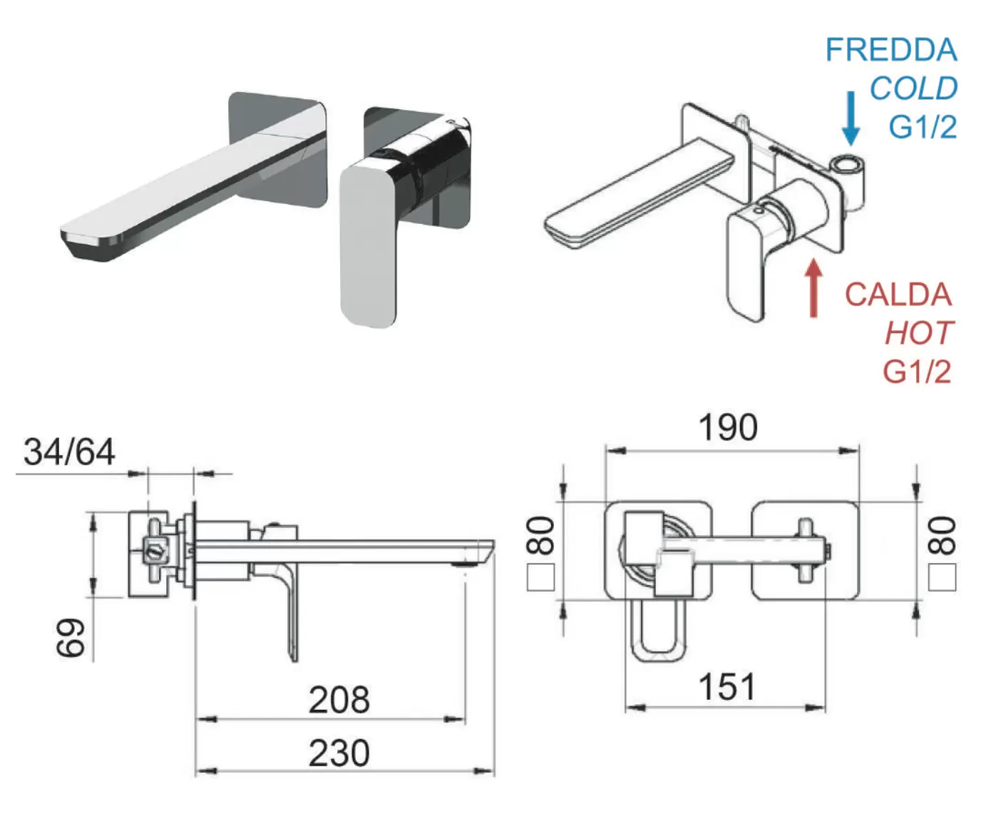 Смеситель для раковины Daniel Tiara TA632PLCR, хром