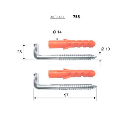 Крепеж RR 755 "костыль" L=100mm (2 шт.)