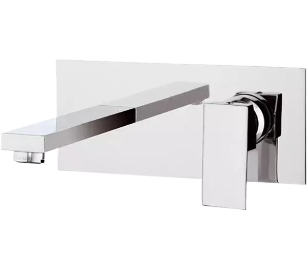Смеситель для раковины настенный скрытого монтажа излив 20см (скрытая часть в комплекте) q design cr хром remer