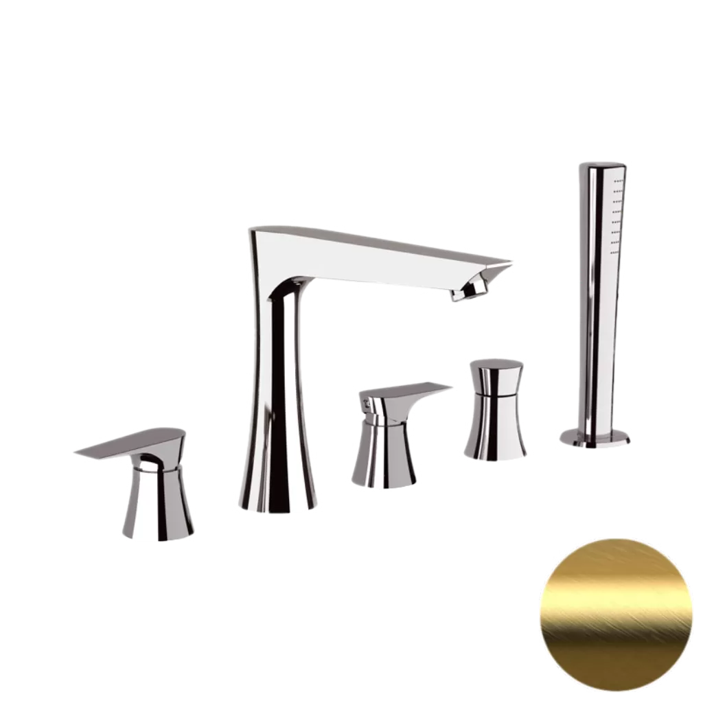 Смеситель для ванны Daniel Diva DV4491DP, золото брашированное