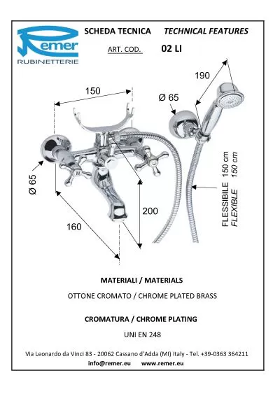Смеситель для ванны с душевым набором liberty cr хром remer
