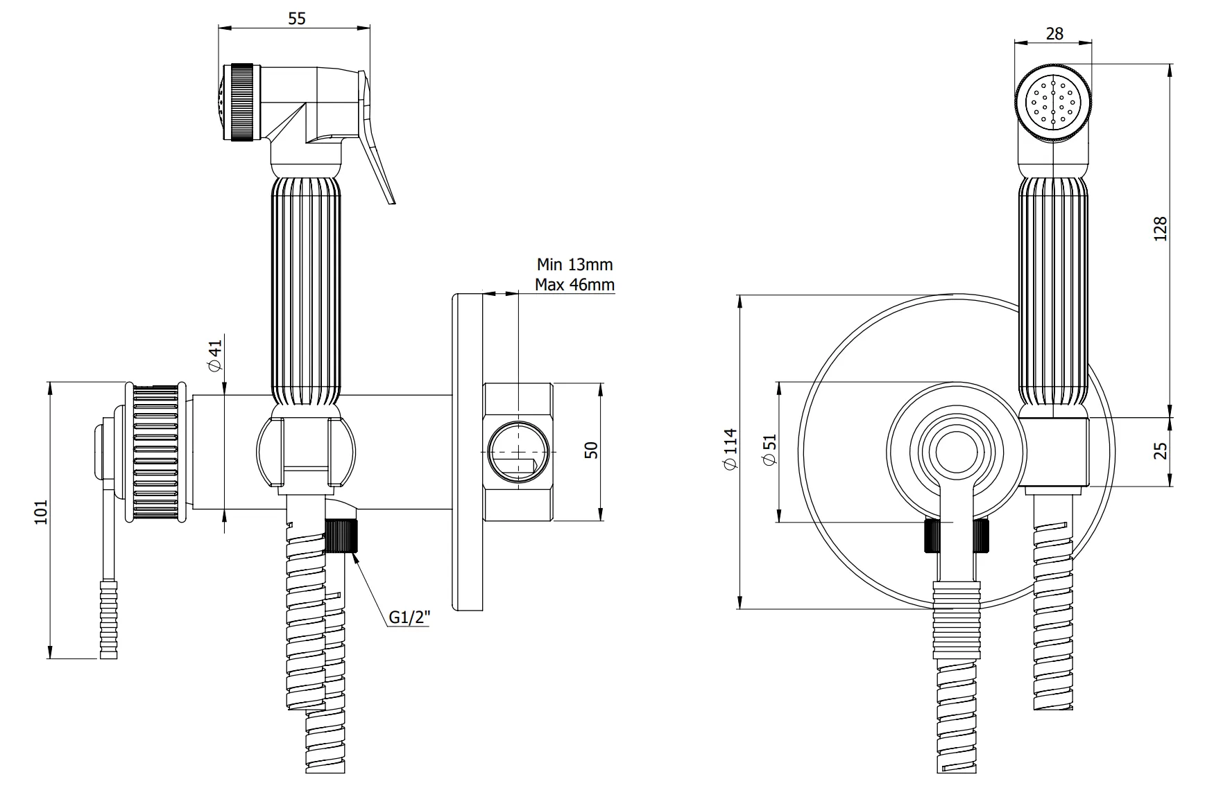 Гигиенический душ со смесителем Remer Atelier AL65ZBR, бронза масляная