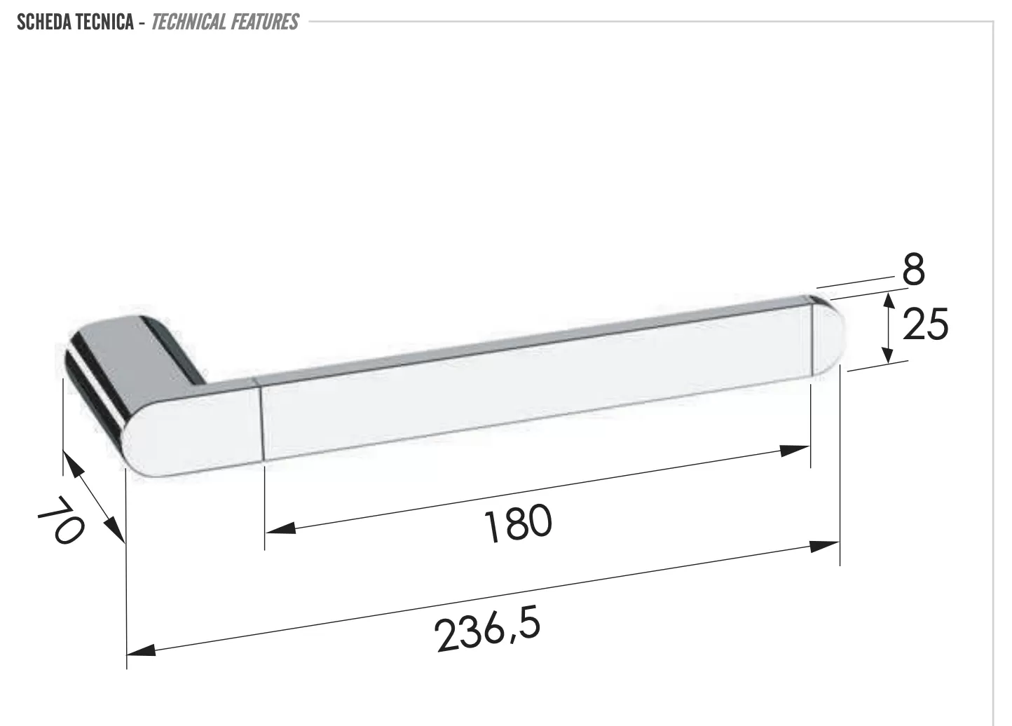 Полотенцедержатель Remer Lounge LN44GM, оружейная сталь PVD