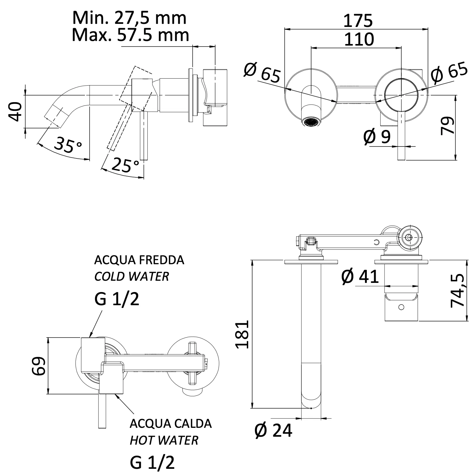 Смеситель для раковины Mariani NEXT B14565NSP, черный матовый, шт