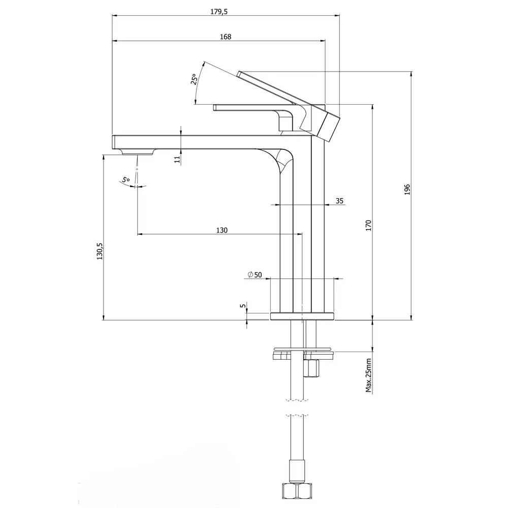 Смеситель для раковины Remer Academy AY12GP, золото глянцевое PVD