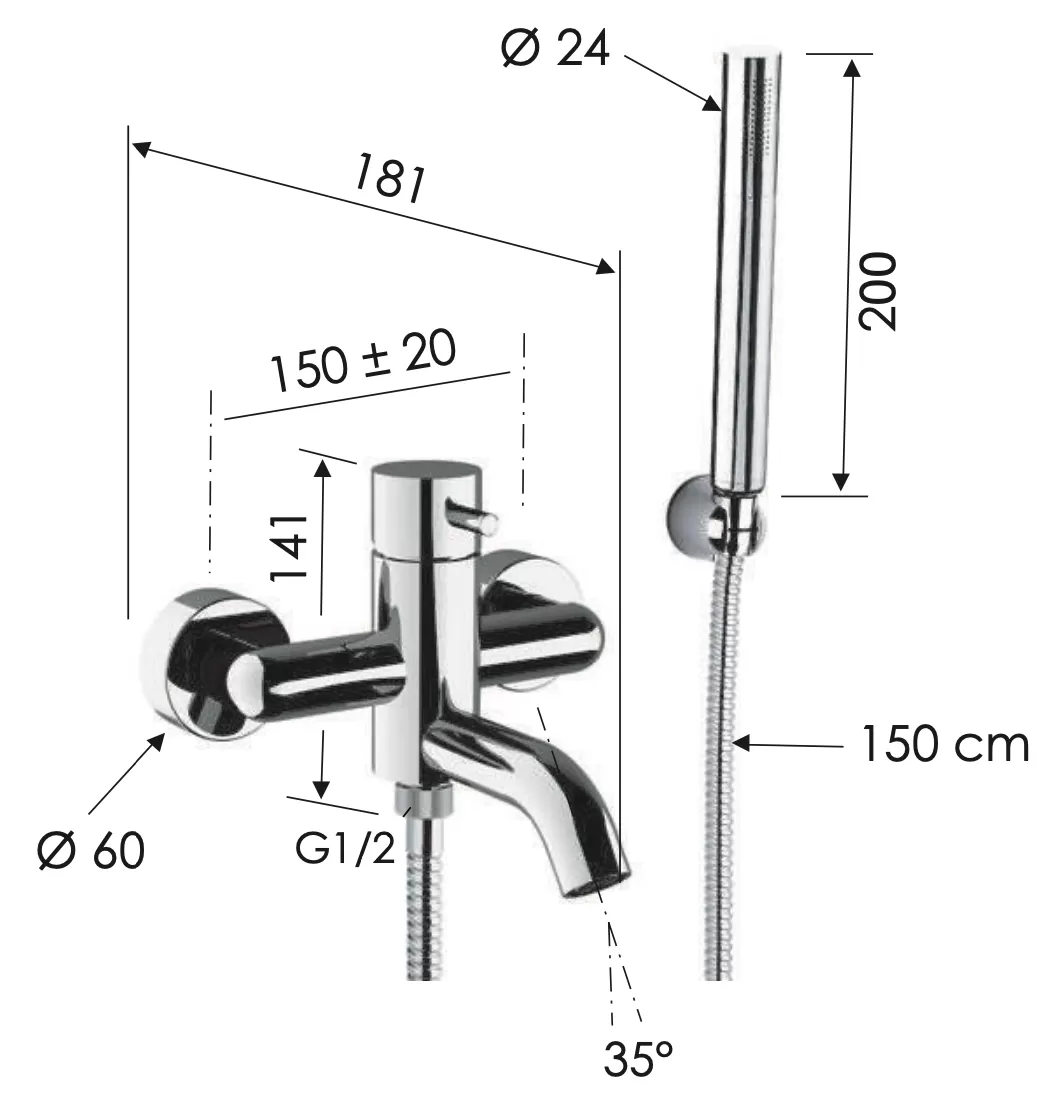 Смеситель для ванны Daniel Tokyo TK610DP, золото брашированное