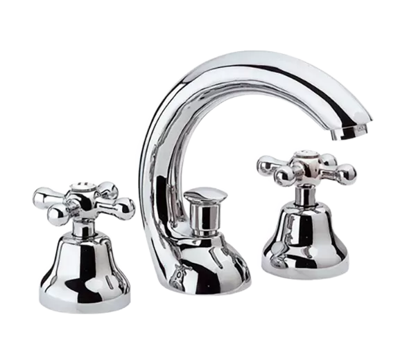 Смеситель для раковины на 3 отверстия с донным клапаном liberty vo латунь состаренная remer