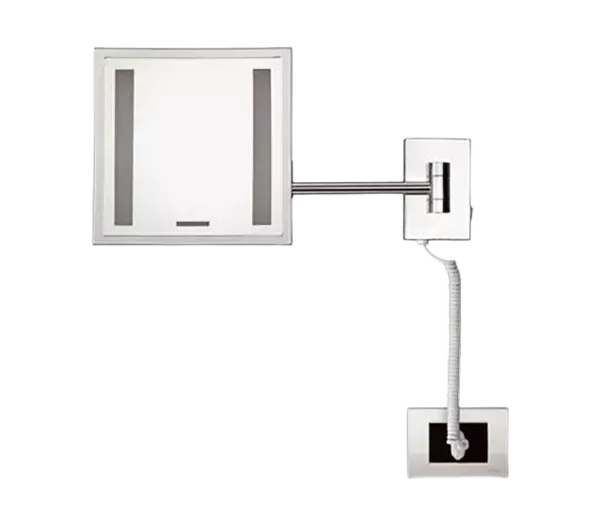 Косметическое зеркало с led подсветкой и выключателем квадратное 21см cr хром remer