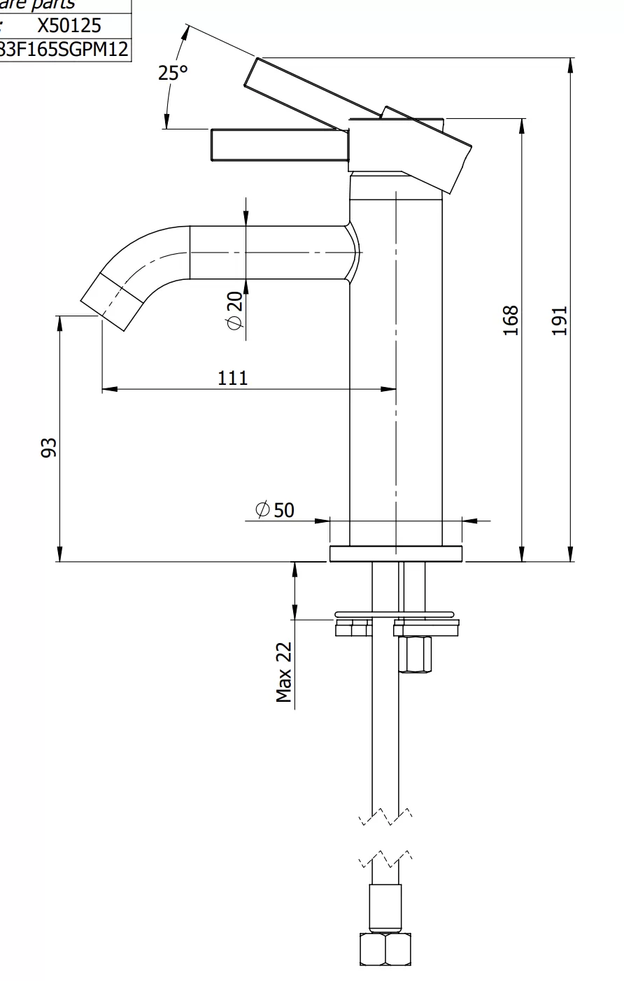 Смеситель для раковины Remer Метрика (Metrica) MC12BR, бронза масляная