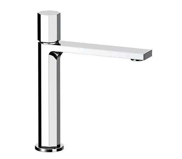 Смеситель для раковины удлиненный излив remer ottagono черный хром брашированный