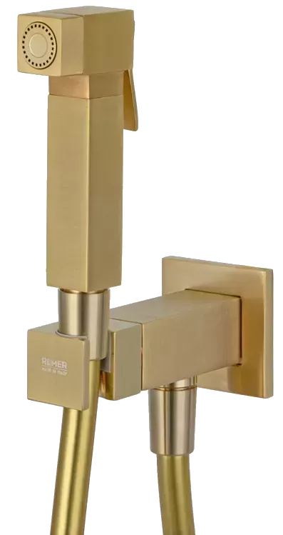 Гигиенический душ с прогрессивным смесителем скрытого монтажа (душевой шланг и скрытая часть в комплекте) qubika bg золото брашированное remer