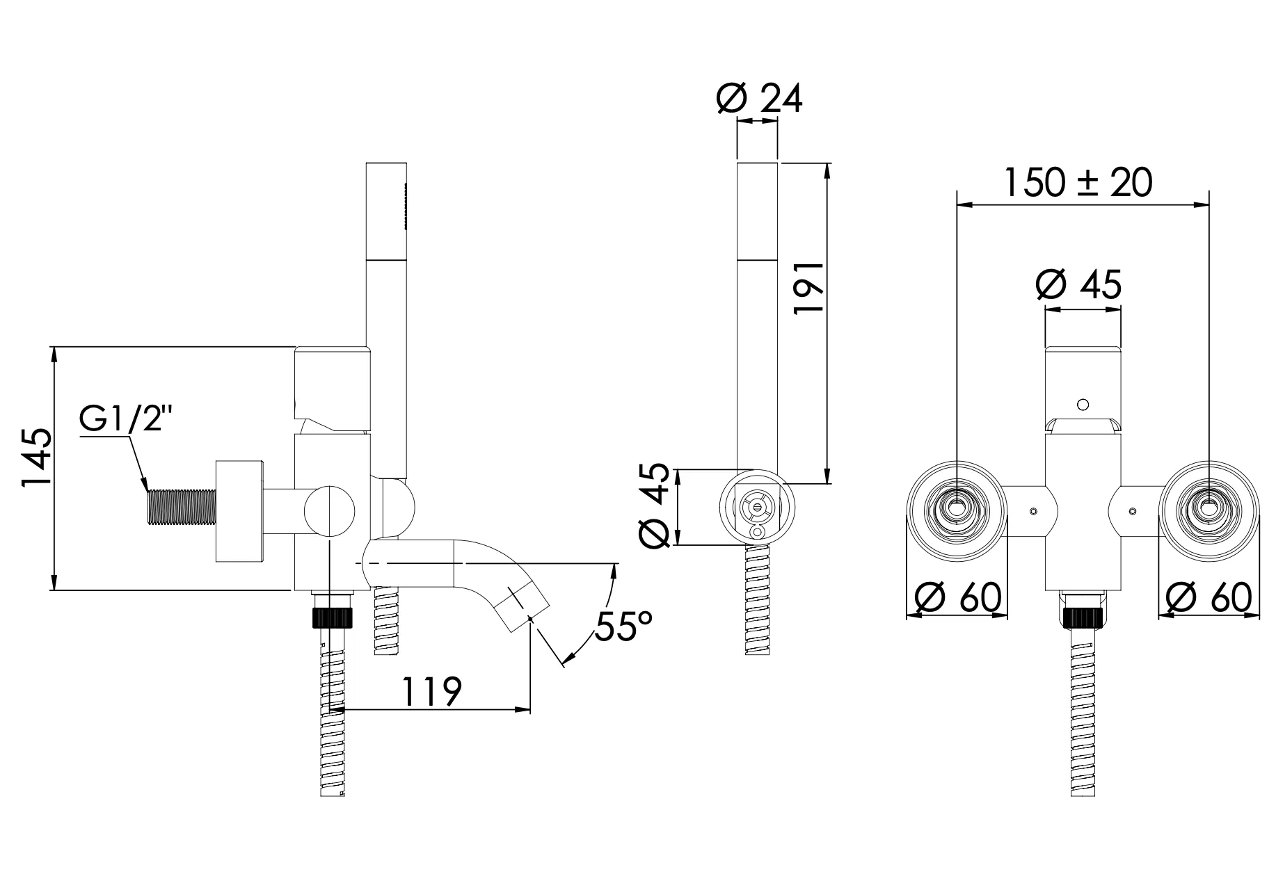Смеситель для ванны Daniel Trilogy TG610CR, хром