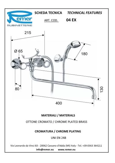 Смеситель для ванны RR 04 ex EXPORT ceramic