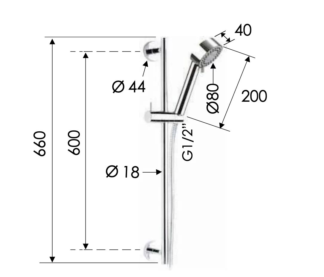 Душевая стойка с ручным душем и шлангом Remer 317M319MO