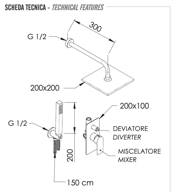 Душевая система скрытого монтажа для душ зоны infinity bg золото брашированное remer