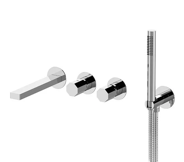 Смеситель для ванны готовый комплект скрытого монтажа (заказывать совместно с wbox97d2) remer ottagono черный матовый