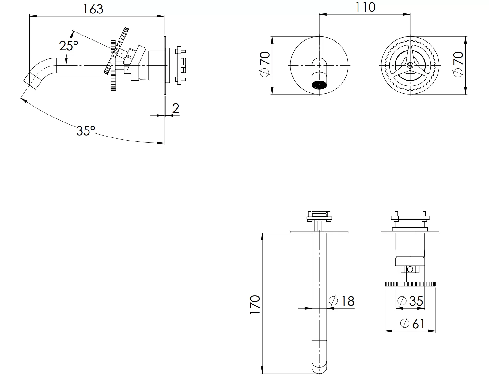 Смеситель для раковины Remer Chrono CH15PWBBR, бронза масляная