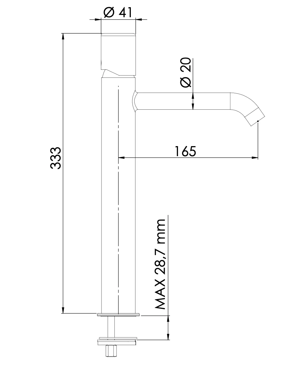 Смеситель для раковины Daniel Trilogy TG607B15, чёрный матовый