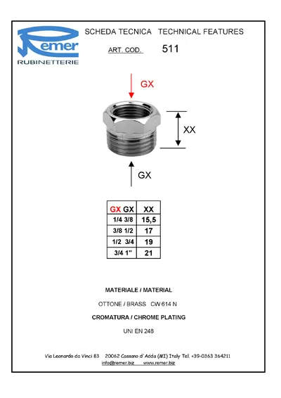 Футорка 3/8"г- 1/2"ш RR 511 хром