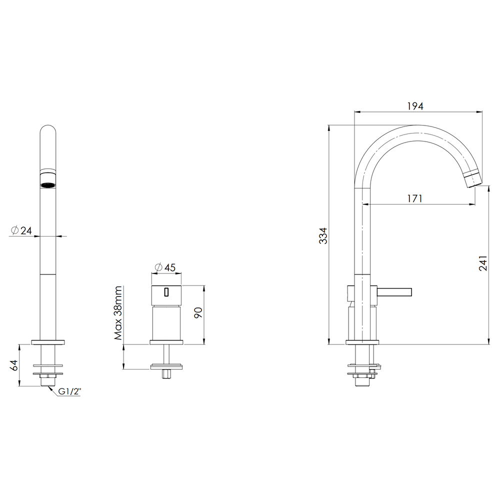 Смеситель для раковины Remer Метрика (Metrica) MC57LBG, золото брашированное