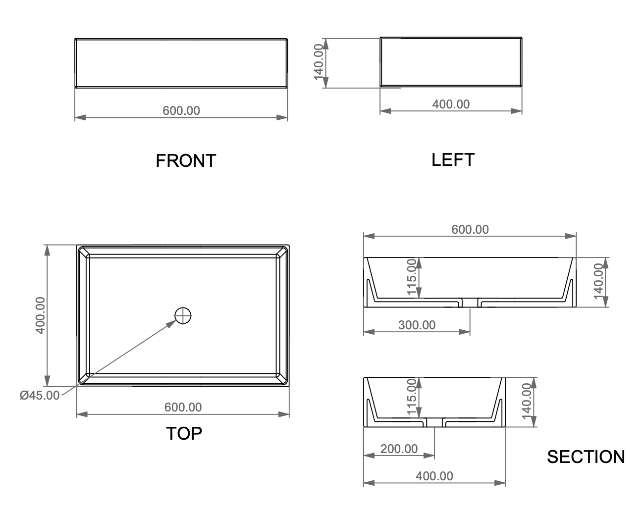 Раковина накладная 60*40 см GSG Zenith ZELAVFS60000, белый глянцевый, шт