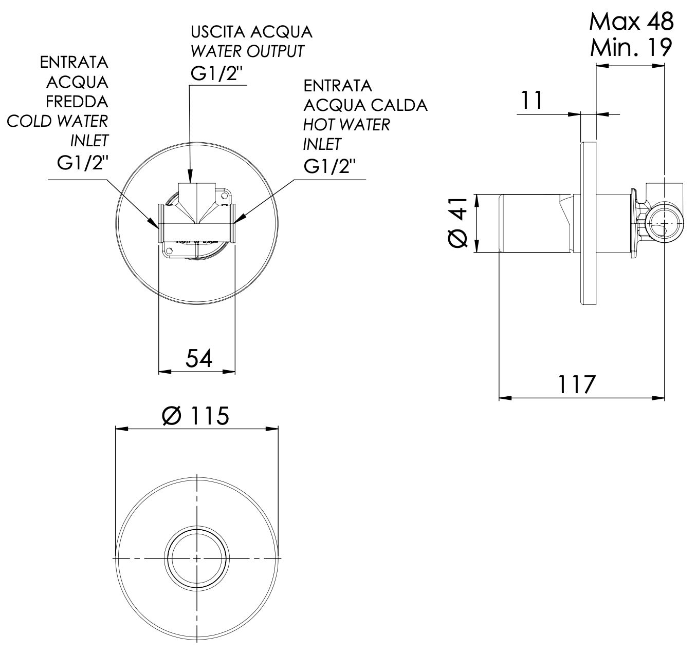 Смеситель для душа Daniel Trilogy TG602DP, золото брашированное