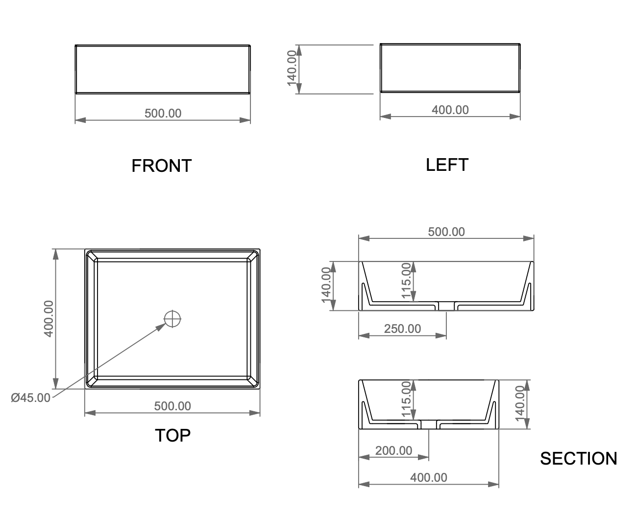 Раковина накладная 50*40 см GSG Zenith ZELAVFS50000, белый глянцевый, шт