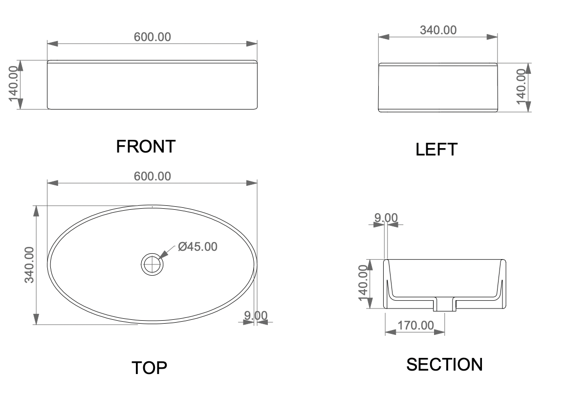 Раковина накладная 60*34 см GSG Like LKLAVFSBF60000, белый глянцевый, шт