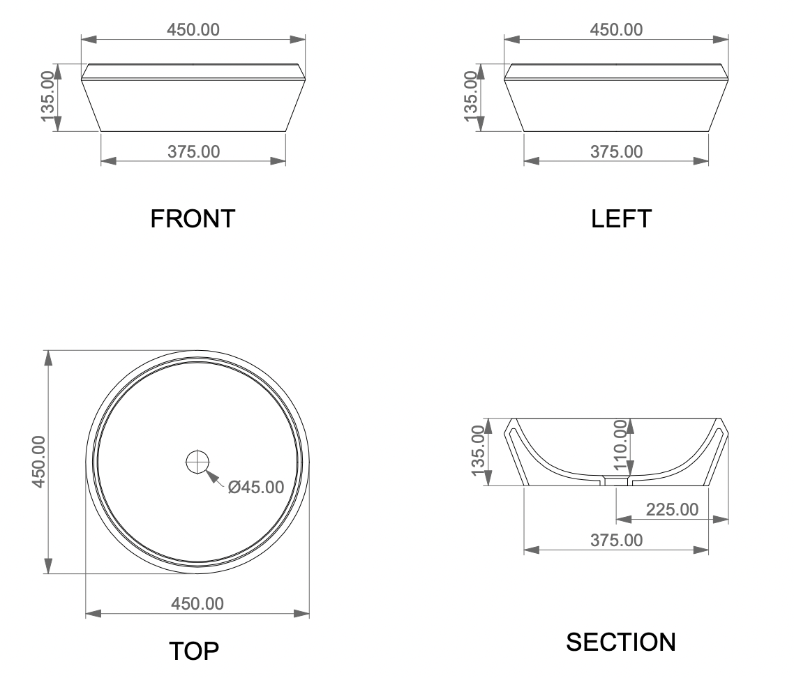 Раковина накладная 45 см GSG Cruise CRLAVRO45000, белый глянцевый, шт