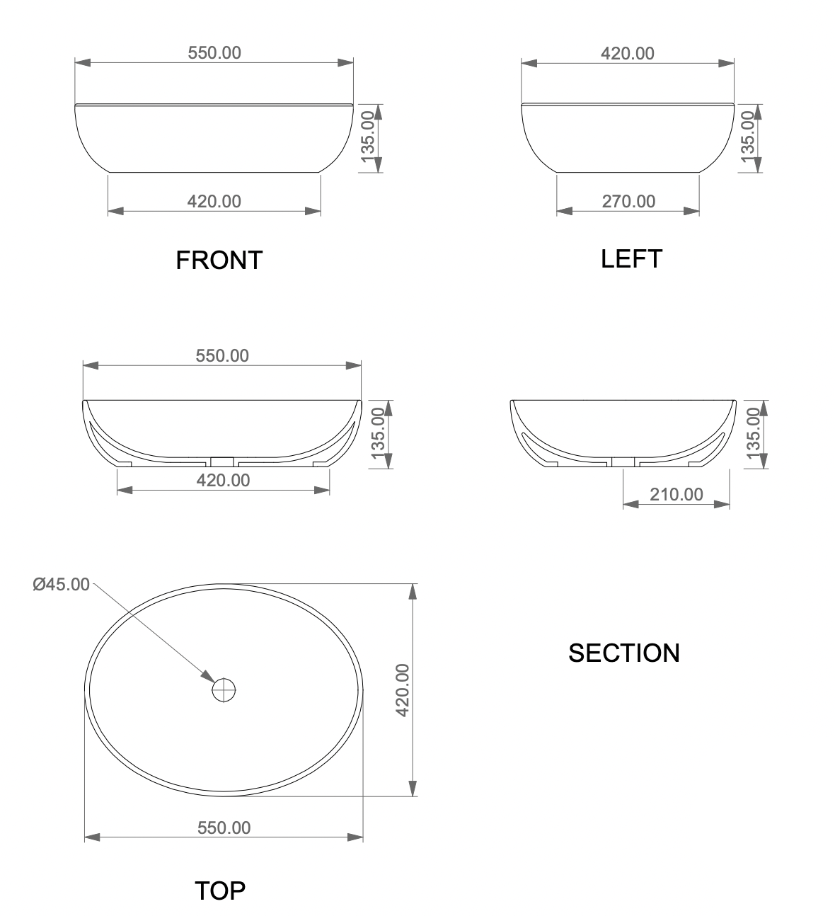 Раковина накладная биколор 55*42 GSG Easy EALAVOV55BI000/027, White/Denim Matt, шт
