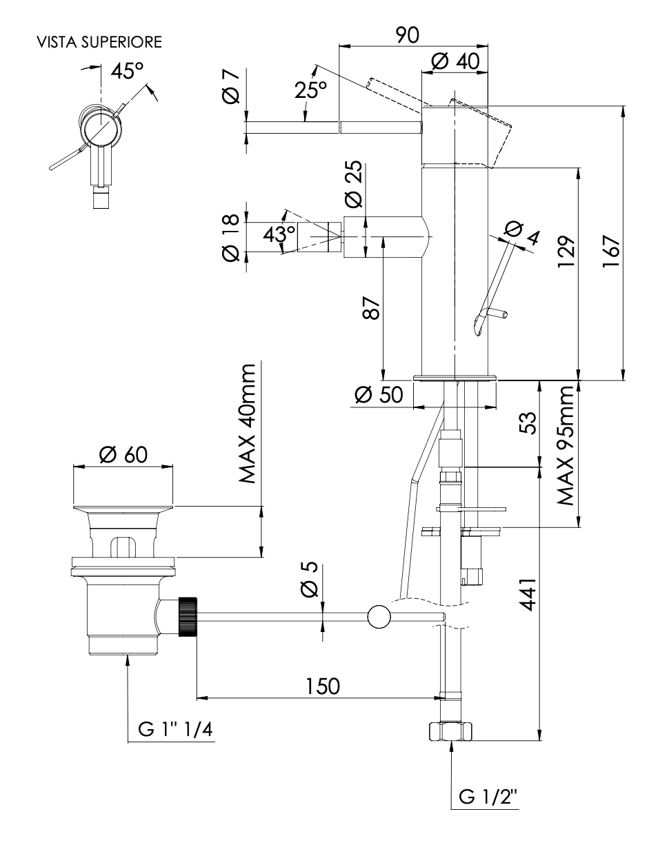 Смеситель для биде Mariani Next A14493NS12, черный матовый