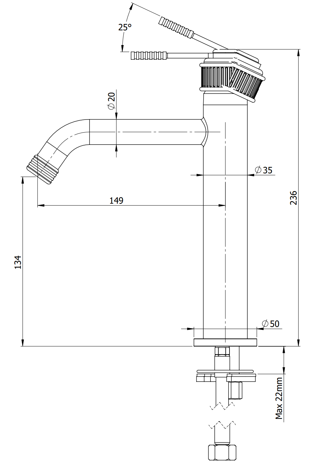 Смеситель для раковины Remer Atelier AL12AXV, сталь