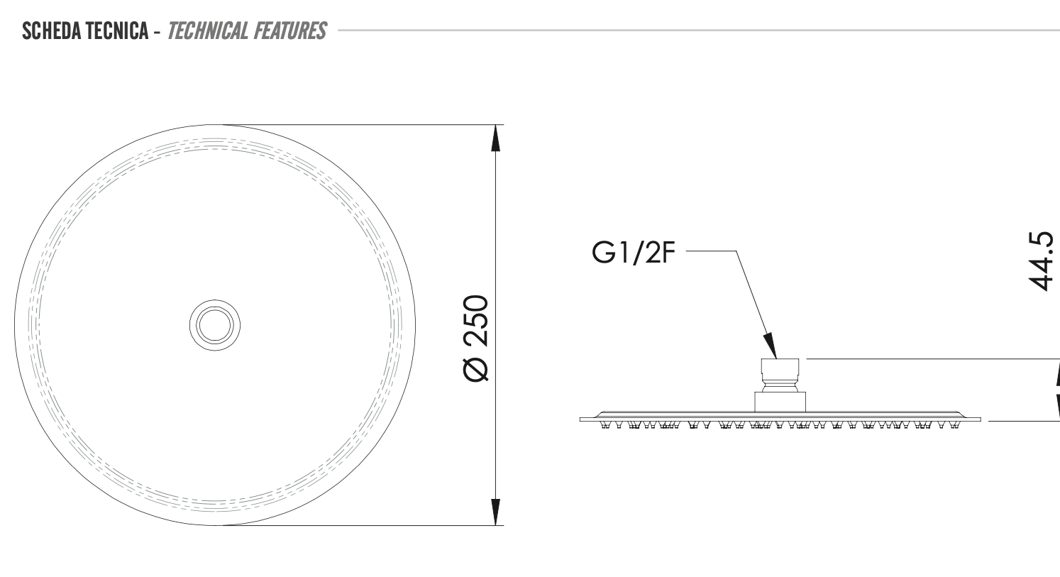 Верхний душ 25см cr хром remer
