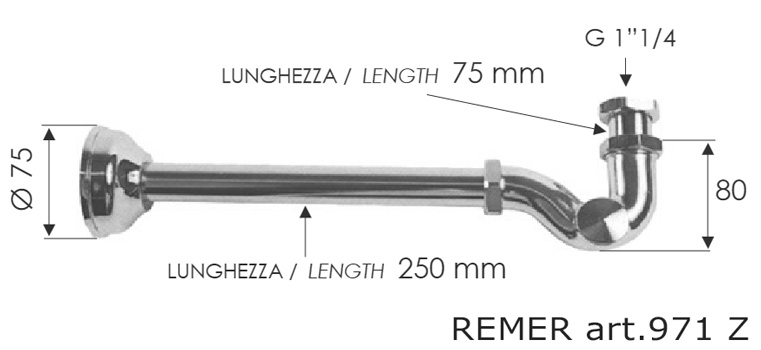 Сифон для раковины короткий zamak 1 1/4" cr хром remer