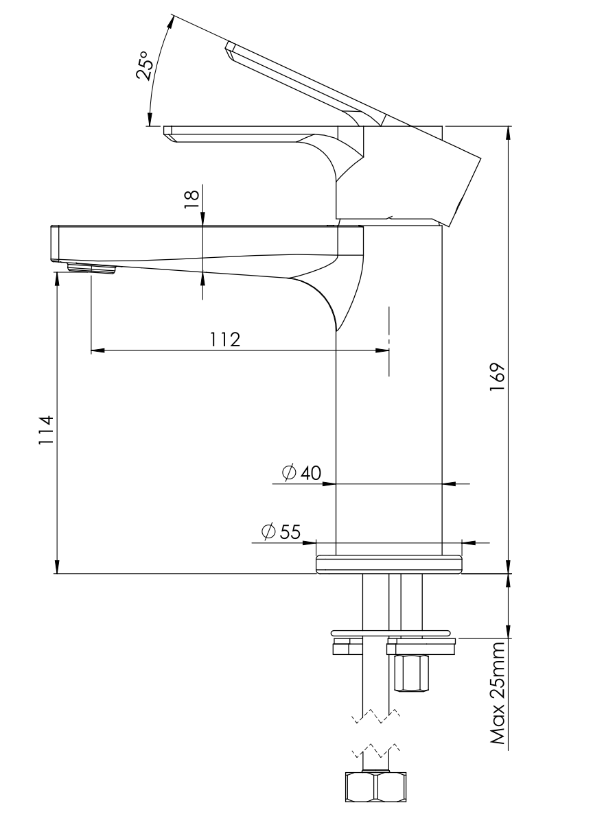 Смеситель для раковины Mariani Kali A14380KL12, черный матовый
