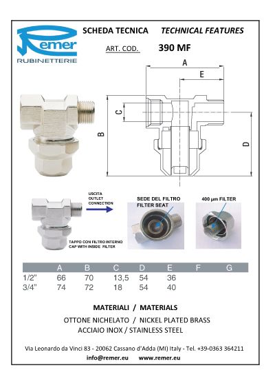 Фильтр прямой 400мкм RR 390 MF 1/2"