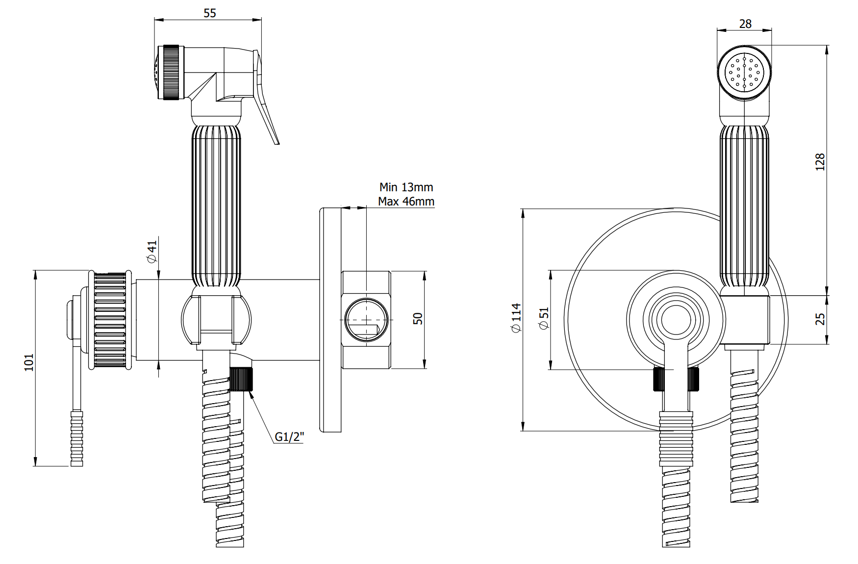 Гигиенический душ со смесителем Remer Atelier AL65ZBR, бронза масляная