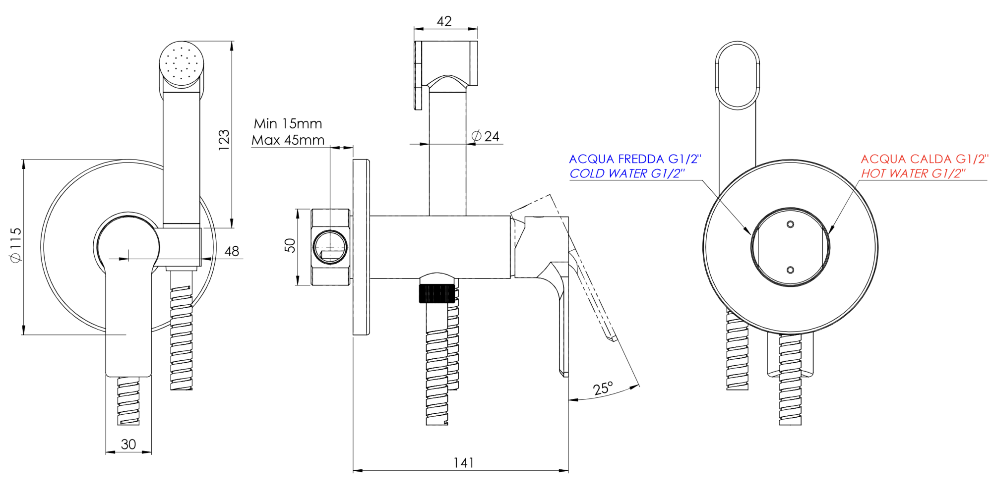Гигиенический душ со смесителем Mariani Kali B00185KLW