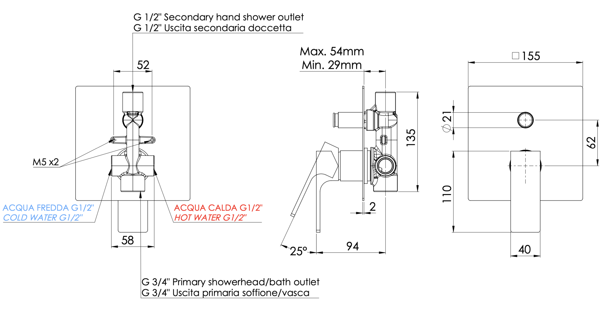 Смеситель для душа Mariani Rebel B37173RE, белый матовый