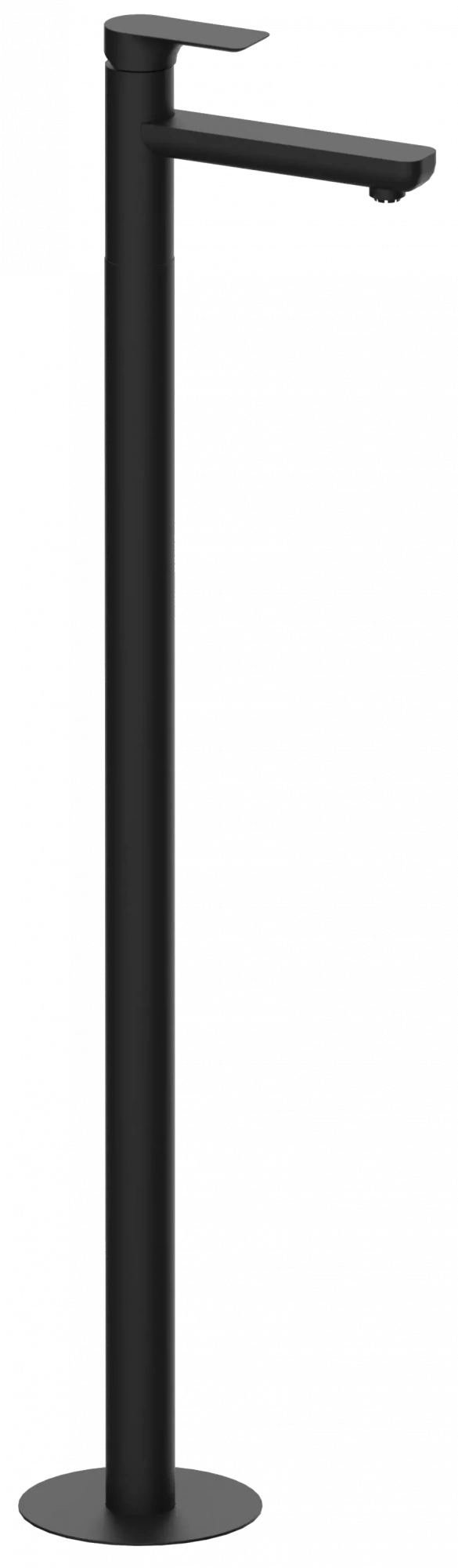 Смеситель для раковины напольный с донным клапаном infinity no черный матовый remer