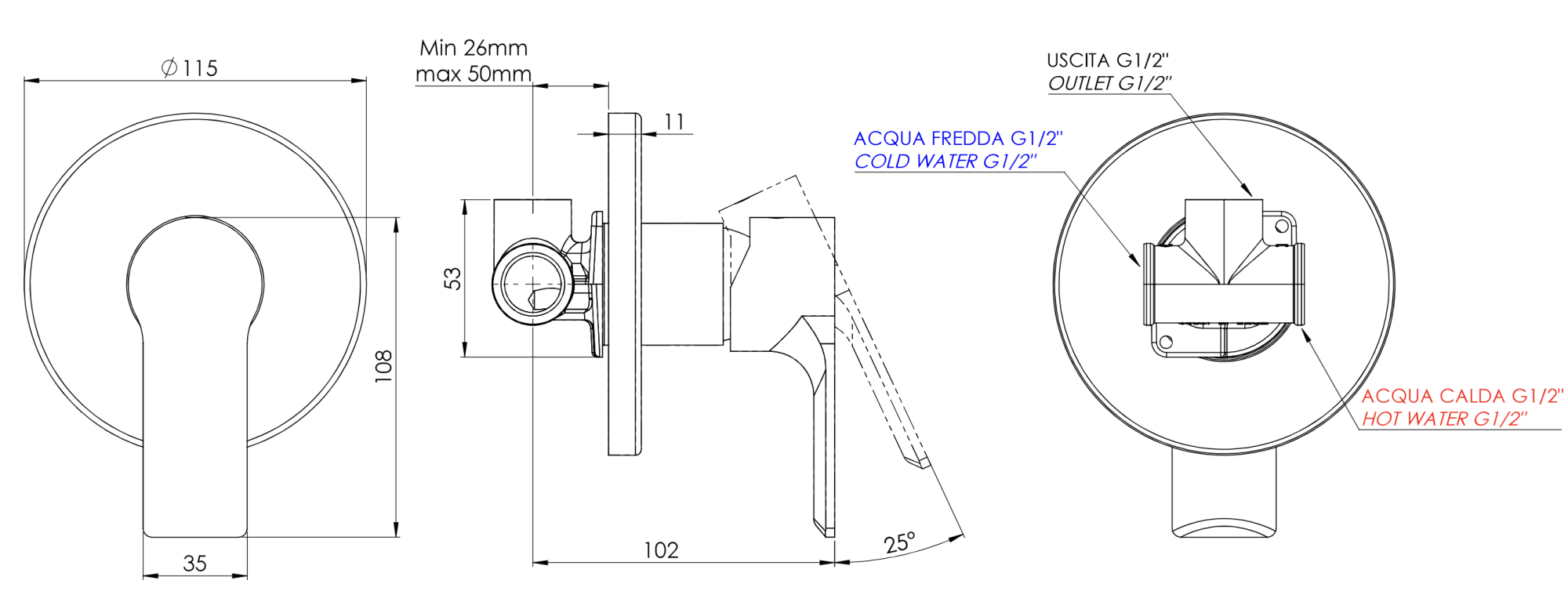 Смеситель для душа Mariani Kali B37179KL, белый матовый